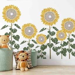 Giant Sunflower Wall Art Stencil - Floral Stencils For Walls Large Painting On Wood Try Instead Of Wallpaper - thumbnail 3