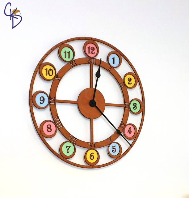 Wooden Modern Wall Clock - Choose The Disc Colour To Suit Your D??cor 2 Sizes Available - image 1