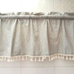 Gray Linen Tassel Cafe Curtain Window Valance/Window Treatment/Kitchen/Kids Nursery/Bedroom Drape/Shower Panel-4 Colors, Free Gift - thumbnail 2