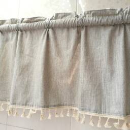 Gray Linen Tassel Cafe Curtain Window Valance/Window Treatment/Kitchen/Kids Nursery/Bedroom Drape/Shower Panel-4 Colors, Free Gift - thumbnail 3