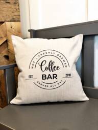 Coffee Bar Linen Pillow Cover - Rustic Farmhouse Decor - thumbnail 1