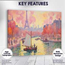 Abstract Autumn Paris Riverside Sailboat Eiffel Tower Impressionist Cityscape Canvas Wall Art Print Decor Picture Ready To Hang - thumbnail 4