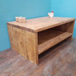 Handmade Reclaimed Wood Coffee Table Rustic Pine Finish - thumbnail 3