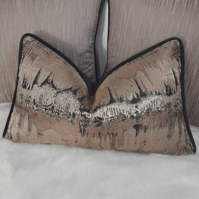 Glamorous Luxury Cushion Cover New Home Moroccan Style Bronze & Black Inca Fabric Designer Handmade Pillow Sham Throw Rectangular - image 1
