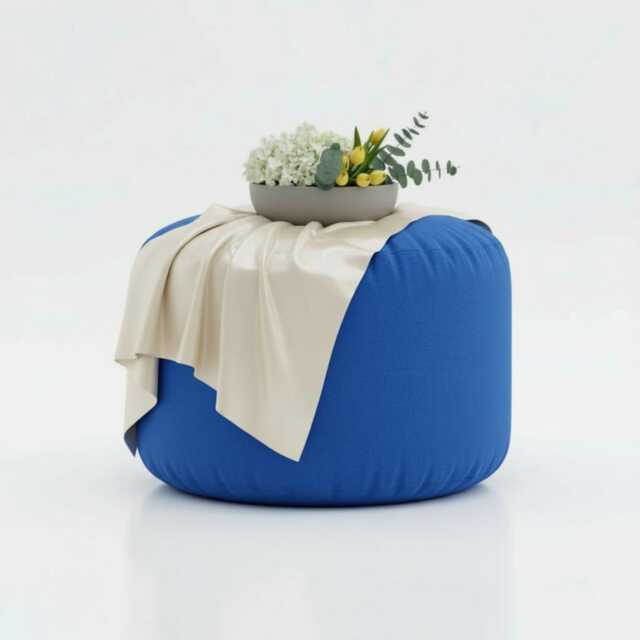 Round Beanbag Ottoman Water Resistant Polyester Footstool Pouf - image 1