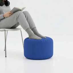 Round Beanbag Ottoman Water Resistant Polyester Footstool Pouf - thumbnail 2