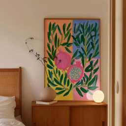 Pomegranate Botanical Poster, Fruit Print, Colourful Kitchen Wall Art - thumbnail 2