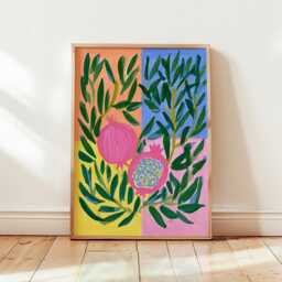 Pomegranate Botanical Poster, Fruit Print, Colourful Kitchen Wall Art - thumbnail 4