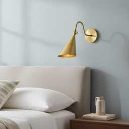 Mid-Century Modern Bedside Reading Lamp Handmade Brass Cone Wall Sconce Home Decor