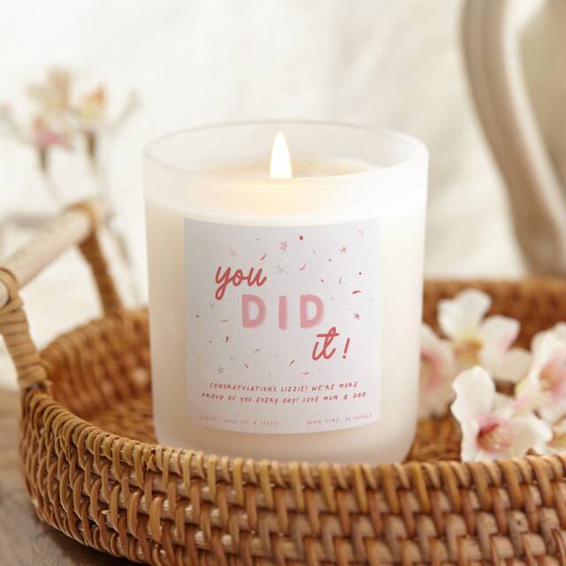 Personalised Congratulations Candle Gift You Did It Frosted Soy Wax - image 1
