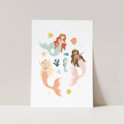 Mermaid Princess Art Print, Nursery Kids Room Decor - thumbnail 2