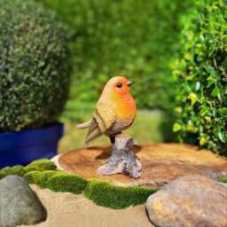 Hand-Painted Robin Bird Statue Weatherproof Resin Garden Decor - thumbnail 2
