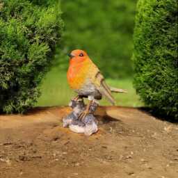 Hand-Painted Robin Bird Statue Weatherproof Resin Garden Decor - thumbnail 4