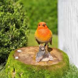 Hand-Painted Robin Bird Statue Weatherproof Resin Garden Decor - thumbnail 1