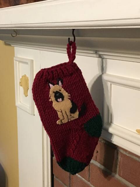 Hand Knit German Shepherd Stocking, Custom Dog Christmas Stocking - image 1
