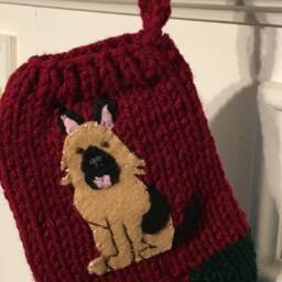 Hand Knit German Shepherd Stocking, Custom Dog Christmas Stocking - thumbnail 3