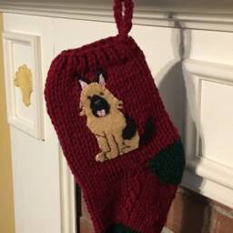 Hand Knit German Shepherd Stocking, Custom Dog Christmas Stocking - thumbnail 2