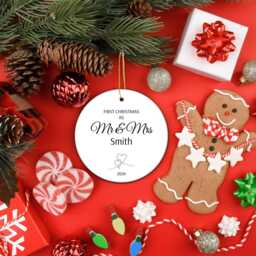 Personalised First Christmas As Mr & Mrs Ornament Double Sided, Married Bauble, Wedding Photo Bauble - thumbnail 2