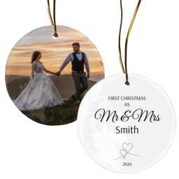 Personalised First Christmas As Mr & Mrs Ornament Double Sided, Married Bauble, Wedding Photo Bauble - thumbnail 1