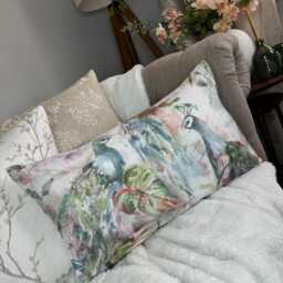 "Peacock Cushion Cover - Voyage Ebba Fabric, Decorative Cushion Covers For Sofa, Bed, Window, Chair, Living Room Or Dining Room, 12"" X 20" - thumbnail 1