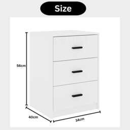 Bedside Table Wooden Nightstand 3 Drawer Storage Cabinet Modern Side Unit - thumbnail 4