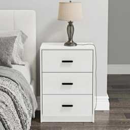 Bedside Table Wooden Nightstand 3 Drawer Storage Cabinet Modern Side Unit - thumbnail 2