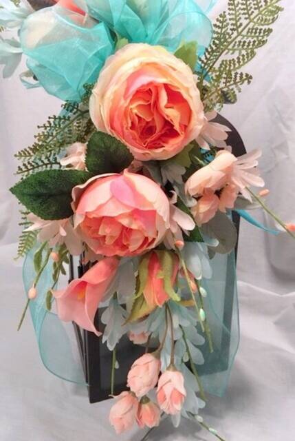 Coral Turquoise Floral Lantern Swag Beach Wedding Centerpiece - image 1