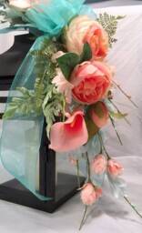 Coral Turquoise Floral Lantern Swag Beach Wedding Centerpiece - thumbnail 3