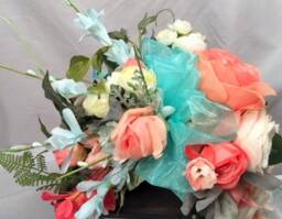Coral Turquoise Floral Lantern Swag Beach Wedding Centerpiece - thumbnail 4