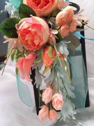 Coral Turquoise Floral Lantern Swag Beach Wedding Centerpiece - thumbnail 2