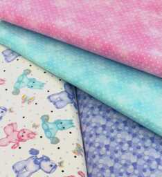 Pony Horse Flannel Bundle With 3 Other Matching Flannels, Aqua, Periwinkle, Pink, Soft Fabric, Baby Girl Blanket - Sold By Yd - thumbnail 1
