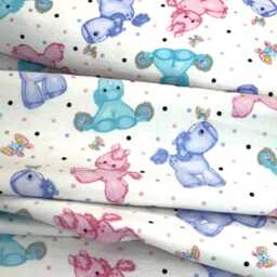 Pony Horse Flannel Bundle With 3 Other Matching Flannels, Aqua, Periwinkle, Pink, Soft Fabric, Baby Girl Blanket - Sold By Yd - thumbnail 2