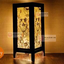 Asian Oriental Sugar Skull Lamp Punk Rock Bedside Table Paper Japanese Light Shades Bedroom Dorm Decor Living Room Home - thumbnail 2