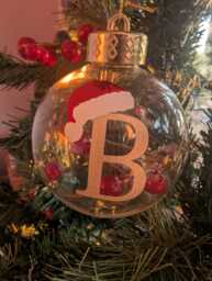 Personalised Santa Hat Glitter Christmas Bauble/Memorial Tree Decoration Ornament - thumbnail 1