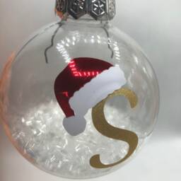 Personalised Santa Hat Glitter Christmas Bauble/Memorial Tree Decoration Ornament - thumbnail 3