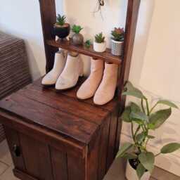 Handmade Wooden Entryway/Mudroom Furniture - Keyholder 2-Tier Storage Unit Shoe Rack - thumbnail 3