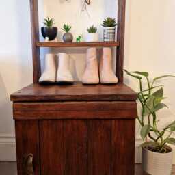 Handmade Wooden Entryway/Mudroom Furniture - Keyholder 2-Tier Storage Unit Shoe Rack - thumbnail 2
