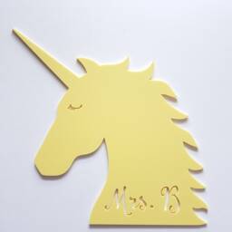 Personalised Wooden Bamboo Door-Wall Hanging Unicorn Design-Wall Art-Wooden Sign-Custom Name-Kids Gift-Baby Gift-Lasercut-Plaque-Sleepy - thumbnail 2