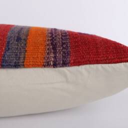 Kilim Lumbar Pillow Cover Turkish Woven Cushion, Bohemian Decor - 12x24 - thumbnail 4