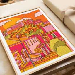 Edinburgh Castle Art Print, Landmark Illustration, Bright Home Decor, Scottish Souvenir, Modern Cityscape - thumbnail 3