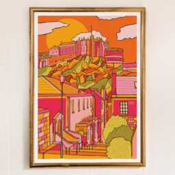 Edinburgh Castle Art Print, Landmark Illustration, Bright Home Decor, Scottish Souvenir, Modern Cityscape - thumbnail 2