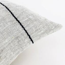 Lumbar Pillow Cover Neutral Linen With Black Stripes, Minimalist Cushion & Handmade Body Case 12x20 - thumbnail 2
