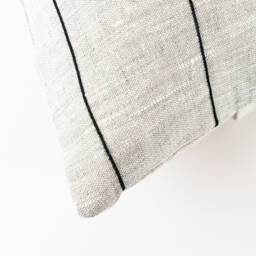 Lumbar Pillow Cover Neutral Linen With Black Stripes, Minimalist Cushion & Handmade Body Case 12x20 - thumbnail 3