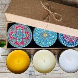 Set Of 3 Scented Candle Set - Gift Natural Handmade Vegan Candles in Decorative Boxes , Meditation Housewarming Christmas - thumbnail 3