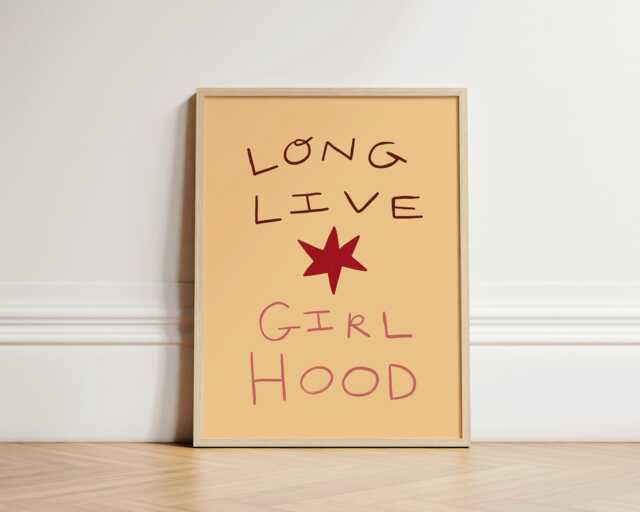 Long Live Girl Hood Print, Girl's Bedroom Illustration Wall Art, Kid's Room Eclectic Play Print Unframed - image 1