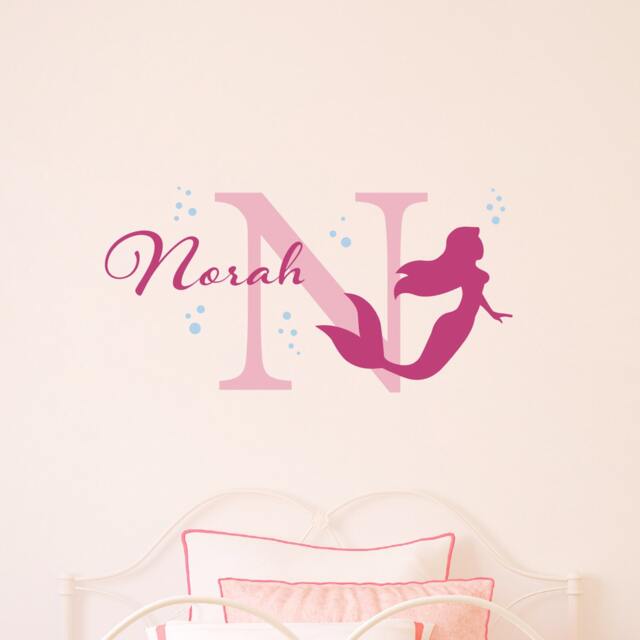 Personalized Mermaid Wall Decal Set - Little Girl Decor - image 1