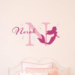 Personalized Mermaid Wall Decal Set - Little Girl Decor - thumbnail 1