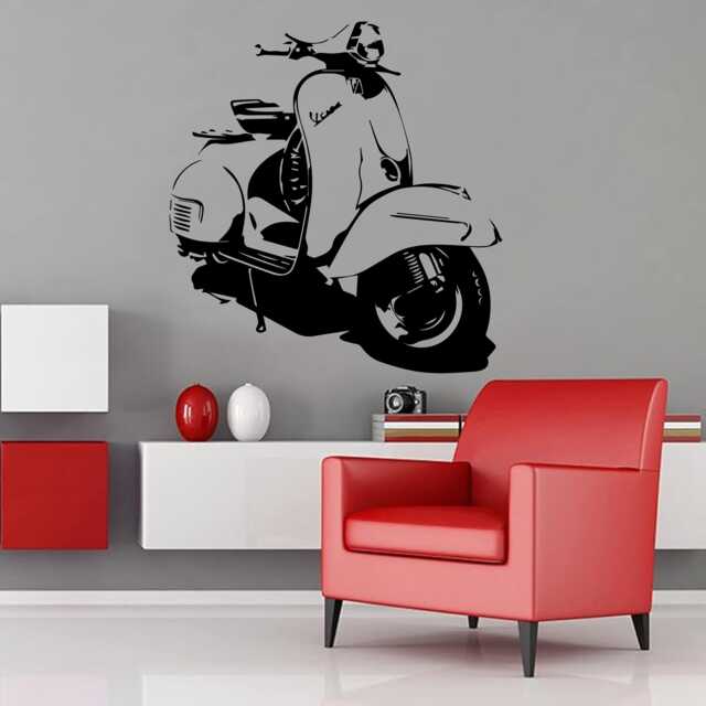 Classic Vespa Scooter Vinyl Wall Transfer Sticker Decal UK - image 1