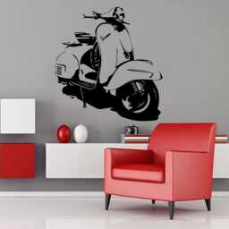 Classic Vespa Scooter Vinyl Wall Transfer Sticker Decal UK - thumbnail 1