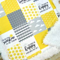 You Are My Sunshine Minky Blanket - Crib Yellow Baby Personalized - thumbnail 3